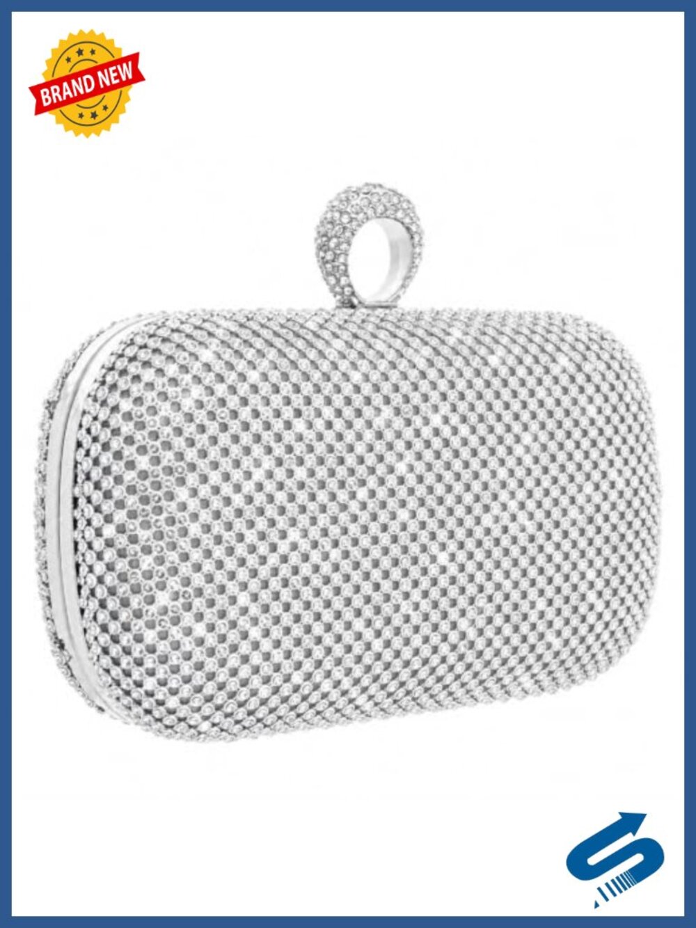 Rhinestone Evening Bag Beaded Clutch Purse with Metal Chain Strap for Women